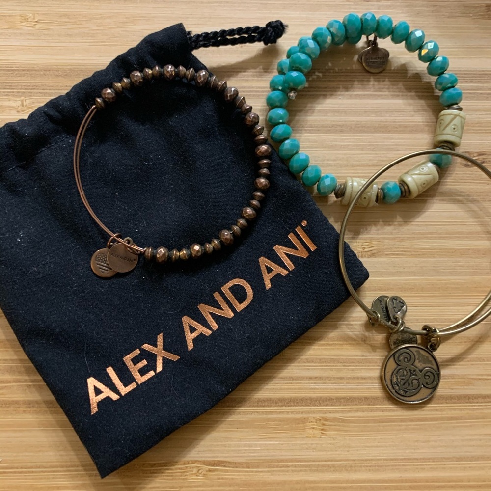 Alex and Ani “rose gold” trio bracelets